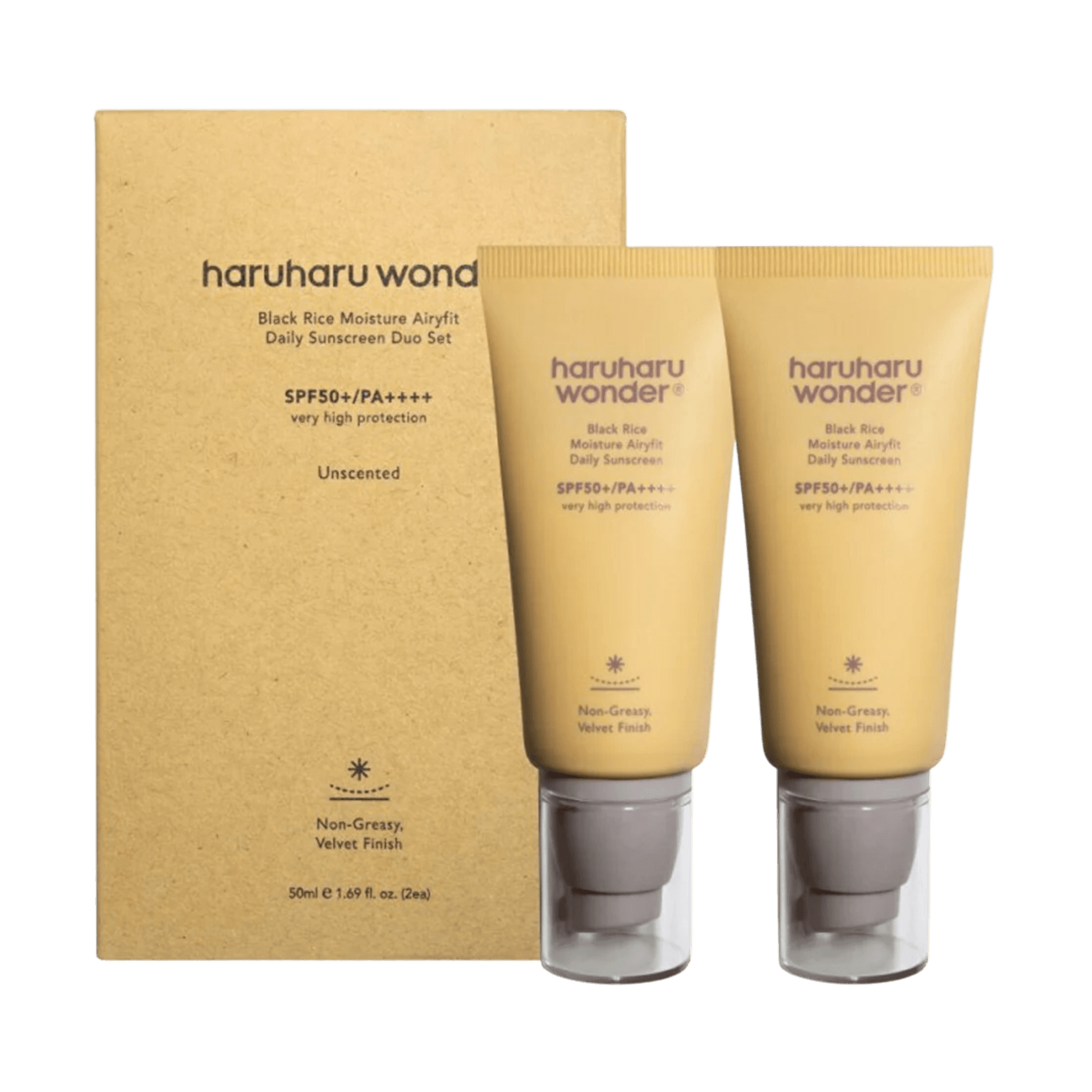 haruharu wonder Black Rice Moisture Airyfit Daily Sunscreen Duo SPF 50+ for all skin types, light and nourishing, prevents ageing.