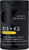Sports Research Vitamin D3 + K2 Plant-Based Vitamin D 5000iu/125mcg