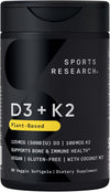 Sports Research Vitamin D3 + K2 Plant-Based Vitamin D 5000iu/125mcg