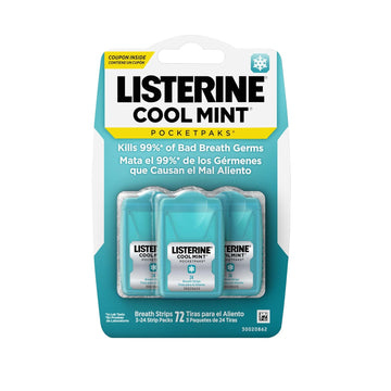 Listerine Cool Mint PocketPaks Breath Strips 3 Pack of 24 ct