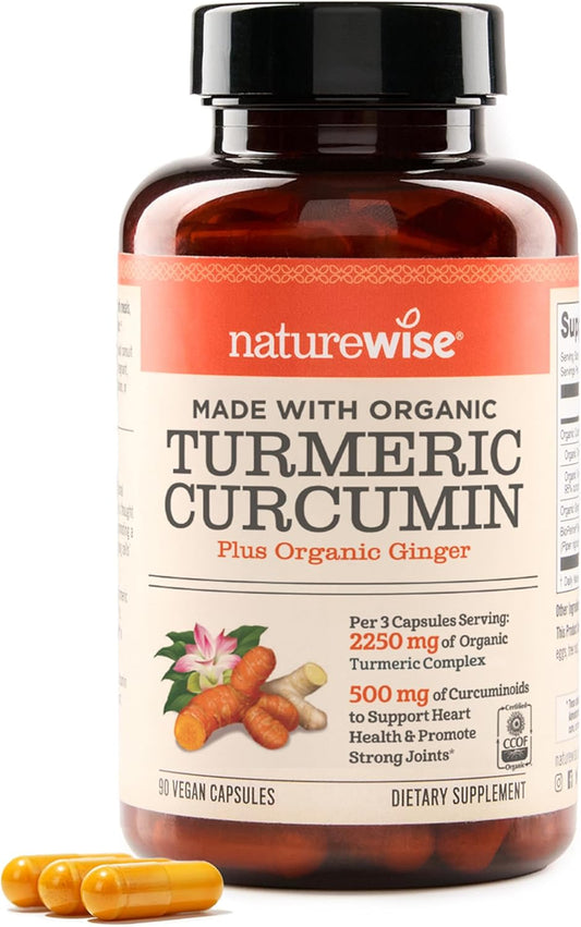 NatureWise Curcumin Turmeric 2250mg - Advanced Absorption from 95% Curcuminoids & BioPerine Black Pepper Extract - Daily Joint and Immune Health Support - Vegan, Non-GMO, 90 Count[30-Day Supply]