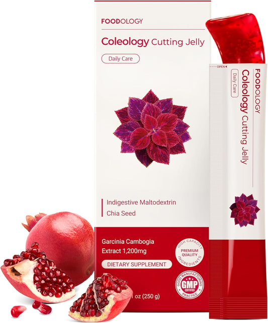 FOODOLOGY Coleology Cutting Stick Jelly (Pomegranate) – Dietary Fiber Supplement for Healthy Weight Management – 10 Sticks
