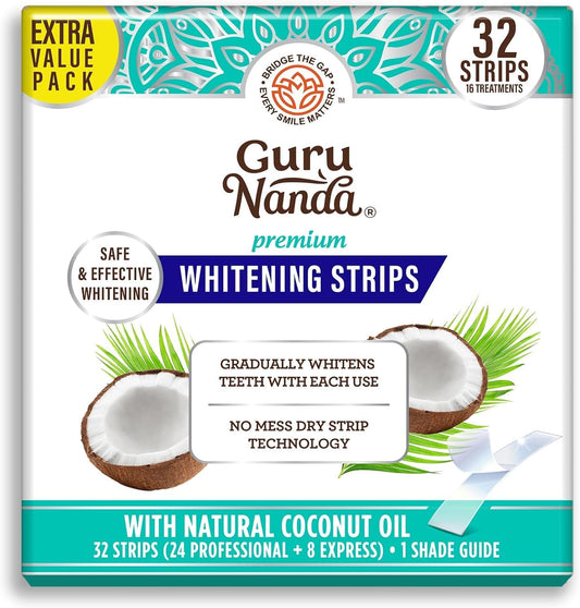 GuruNanda Teeth Whitening Strips Kit - 16-Day Treatment