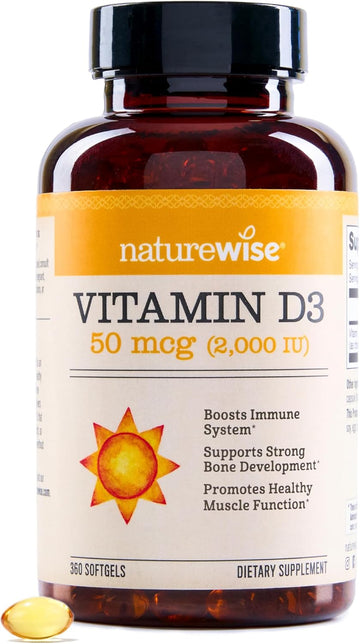 NatureWise Vitamin D3 5000iu (125 mcg) 360 -Day Supply for Immune Support, Healthy Muscle Function, and Bone Health - Non-