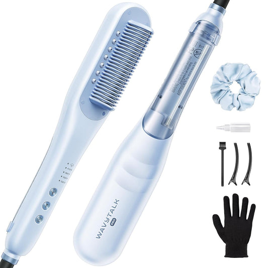 Wavytalk Pro Steam Hair Straightener Brush, Steamline Pro 3 in 1 Straightening Brush, Steam Reduces Damage, Nourishes Hair, and Expedites Straightening