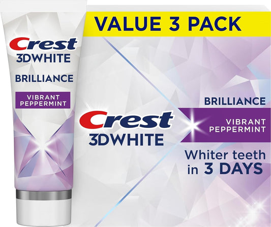 Crest 3D White Teeth Whitening Toothpaste for Adults 3 Pack Vibrant Peppermint