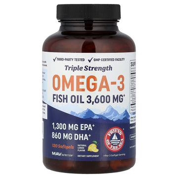 mav Nutrition Triple Strength Omega 3 Fish Oil 3600 mg 120 Count