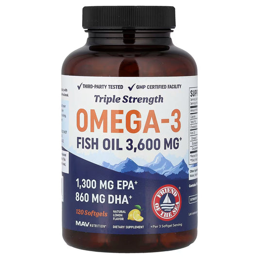 mav Nutrition Triple Strength Omega 3 Fish Oil 3600 mg 120 Count