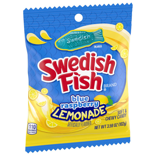SWEDISH FISH Blue Raspberry Lemonade Soft & Chewy Gummy Candy 102g