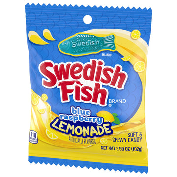 SWEDISH FISH Blue Raspberry Lemonade Soft & Chewy Gummy Candy 102g