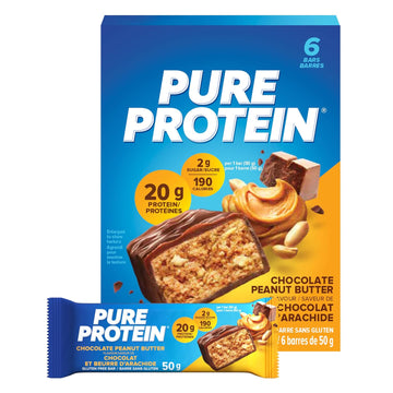 Pure Protein Chocolate Peanut Butter Protein Bars, 20g Protein, 6 Count