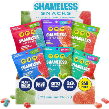 Shameless Snacks Sour Candy & Fruit Snacks- Gummy Candy Variety Pack, Keto Snacks