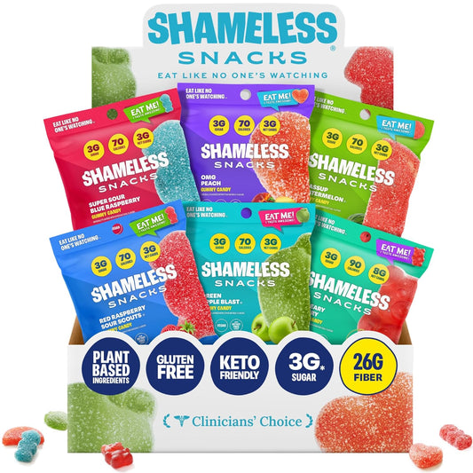 Shameless Snacks Sour Candy & Fruit Snacks- Gummy Candy Variety Pack, Keto Snacks