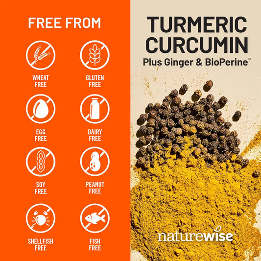 NatureWise Curcumin Turmeric 2250mg - Advanced Absorption from 95% Curcuminoids & BioPerine Black Pepper Extract - Daily Joint and Immune Health Support - Vegan, Non-GMO, 90 Count[30-Day Supply]