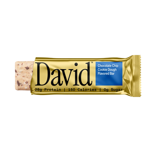 DAVID Chocolate Chip Cookie Dough PROTEIN BAR 28g Protein | 0g Sugar | 150 Calories