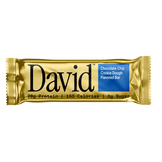 DAVID Chocolate Chip Cookie Dough PROTEIN BAR 28g Protein | 0g Sugar | 150 Calories