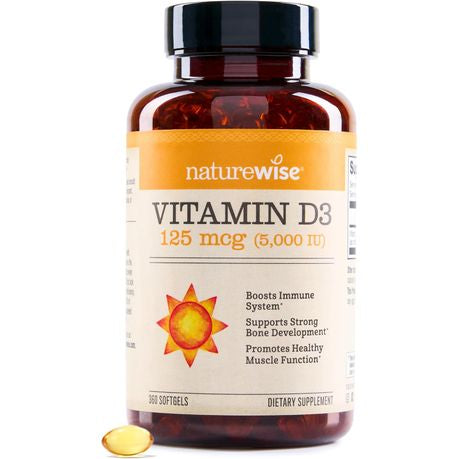 NatureWise Vitamin D3 5000iu (125 mcg) 360 -Day Supply for Immune Support, Healthy Muscle Function, and Bone Health - Non-