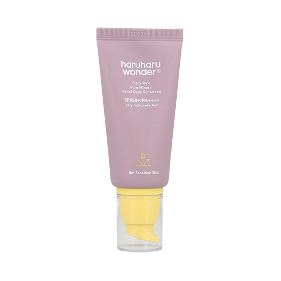 haruharu wonder Black Rice Pure Mineral Relief Sunscreen SPF50+ for sensitive skin, lightweight, nourishing, and refreshing.