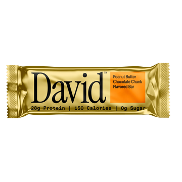 DAVID Peanut Butter Chocolate Chunk Protein Bar 28g Protein 150 Calories 0g Sugar