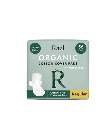 Rael Organic Cotton Cover Sanitary Pads for Women Moderate (Regular, 56 Ct)