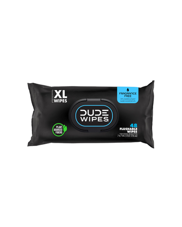 DUDE Wipes Unscented Adult Flushable Wet Wipes, Sensitive Skin, 48 Count