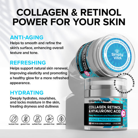 SimplyVital Anti-Aging Face Moisturizer with Retinol, Collagen & Hyaluronic Acid 50ml