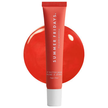 Summer Fridays  Lip Butter Balm Treatment for Hydration + Nourishing Shine  Poppy - sheer citrus coral
